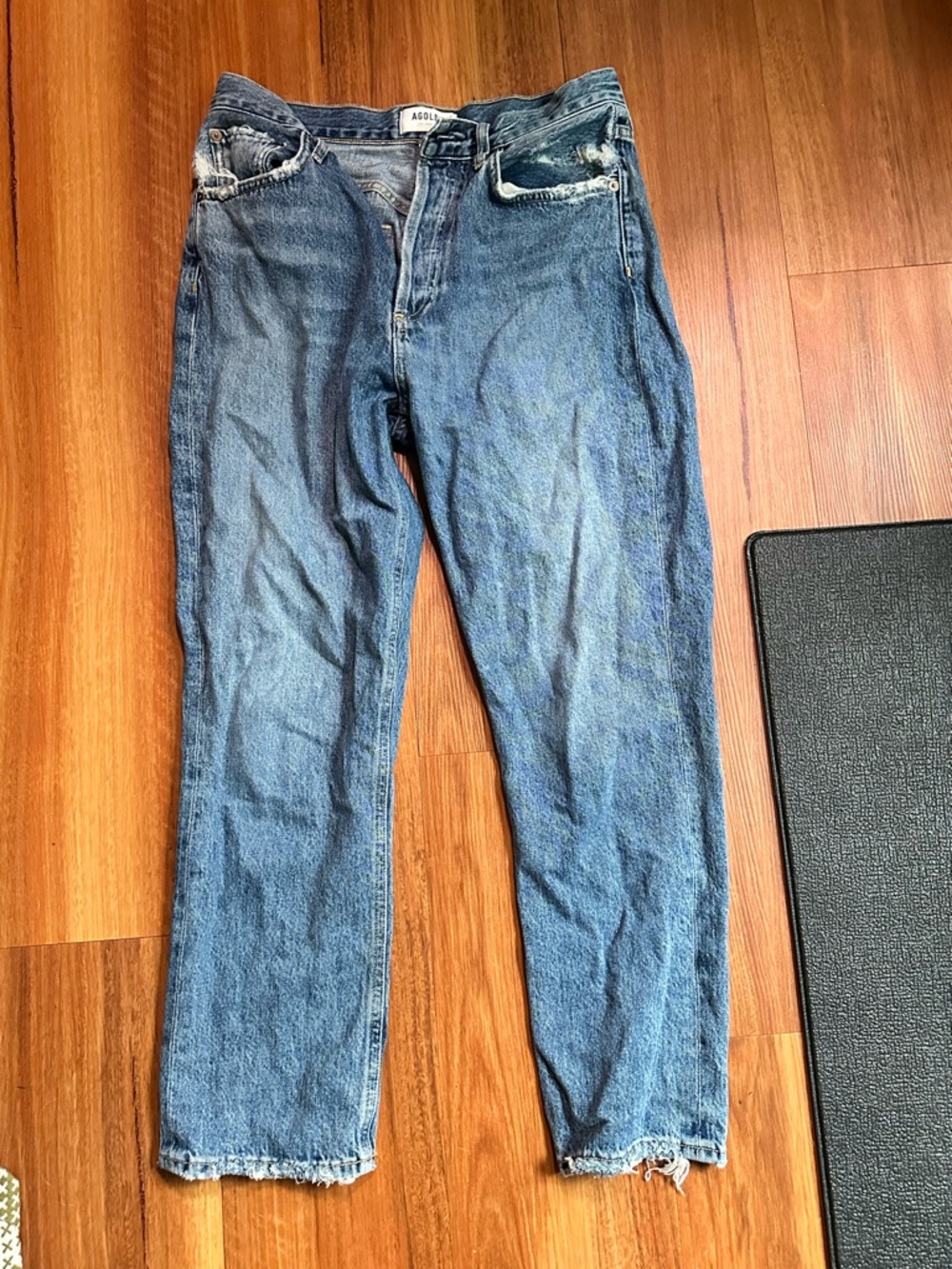 Agolde Women's Riley Straight Leg Jeans in Medium Blue Denim, size 27